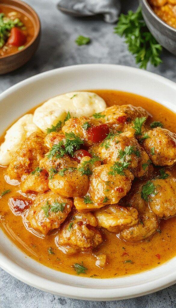 A steaming plate of authentic homemade butter chicken garnished with fresh cilantro, served alongside fluffy basmati rice and naan bread.