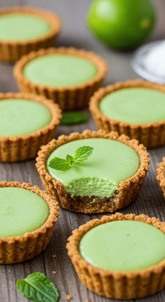 A realistic amateur style picture of Easy No-Bake Mini Key Lime Pies taken by a phone camera