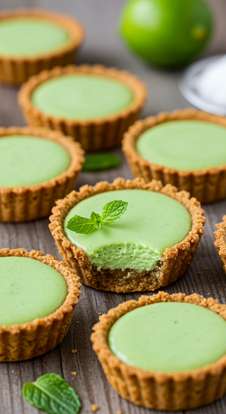 A realistic amateur style picture of Easy No-Bake Mini Key Lime Pies taken by a phone camera