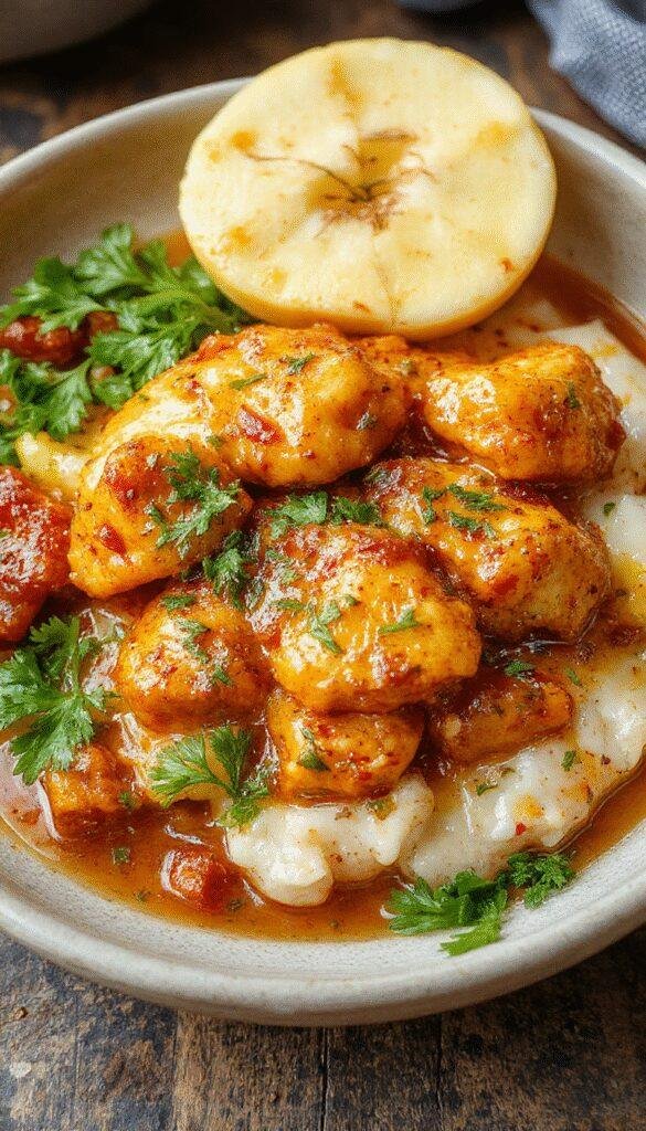 A plate of homemade authentic Indian butter chicken with creamy sauce, garnished with fresh cilantro and served with naan bread.
