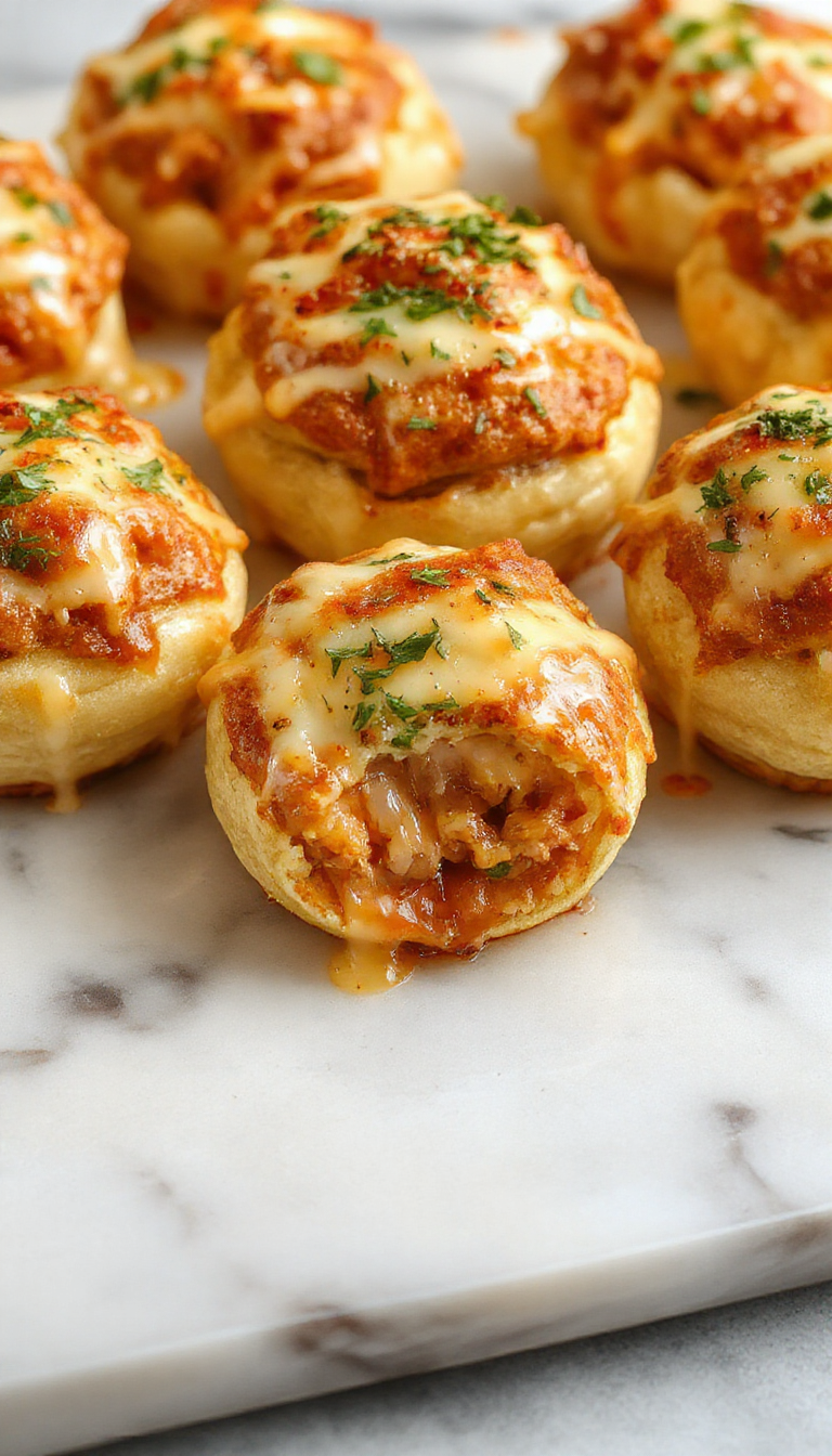 Golden-brown pizza pockets filled with melted cheese and tangy tomato sauce, arranged on a rustic wooden board with fresh basil leaves and a drizzle of marinara, showcasing crispy edges and gooey interiors, styled with vibrant colors and inviting textures.