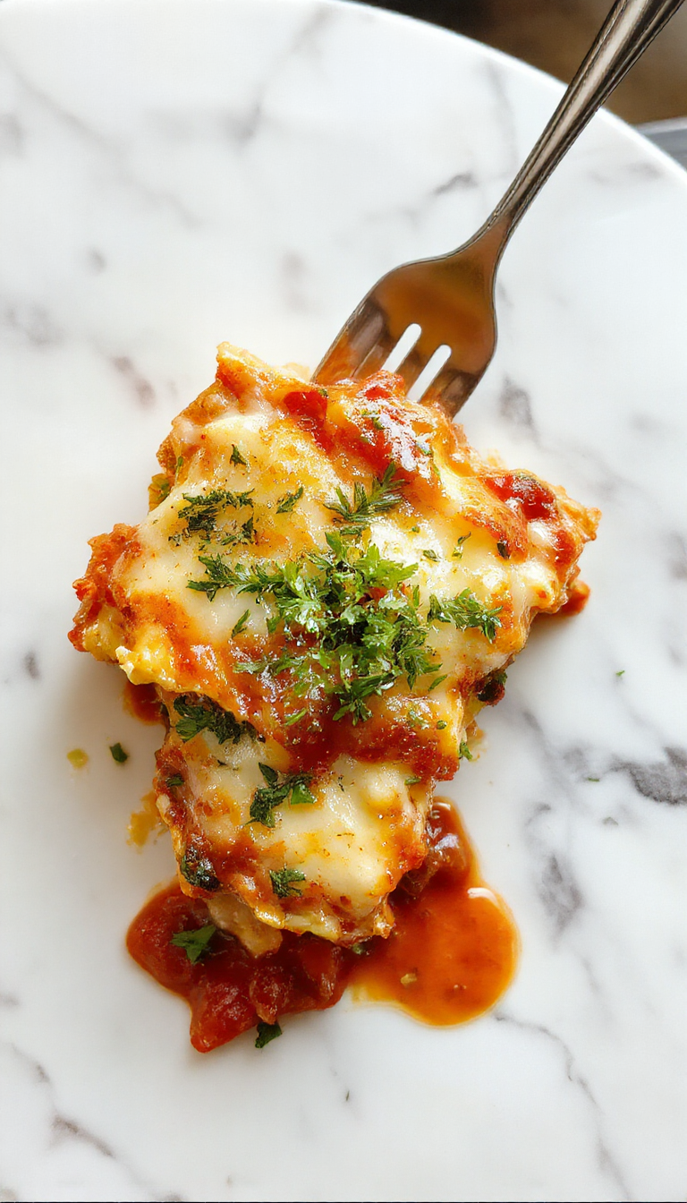 A vibrant white veggie lasagna plated beautifully with colorful layers of zucchini, bell peppers, spinach, and melted cheese, garnished with fresh herbs, on a rustic wooden surface with a creamy sauce drizzled on top.