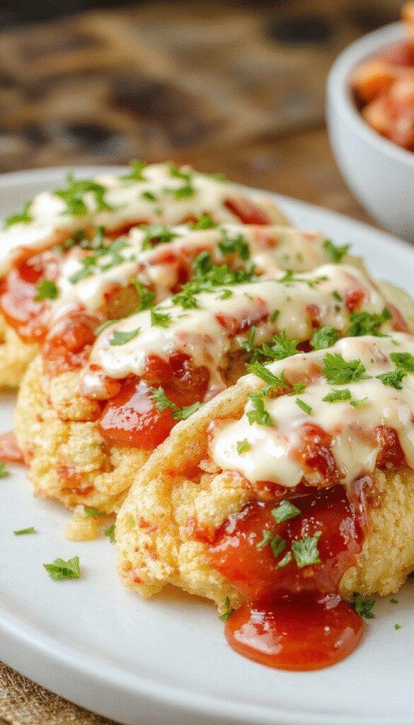 A set of strawberry crunch cheesecake tacos displayed on a decorative plate, showing their crispy shells filled with creamy cheesecake and fresh strawberries.
