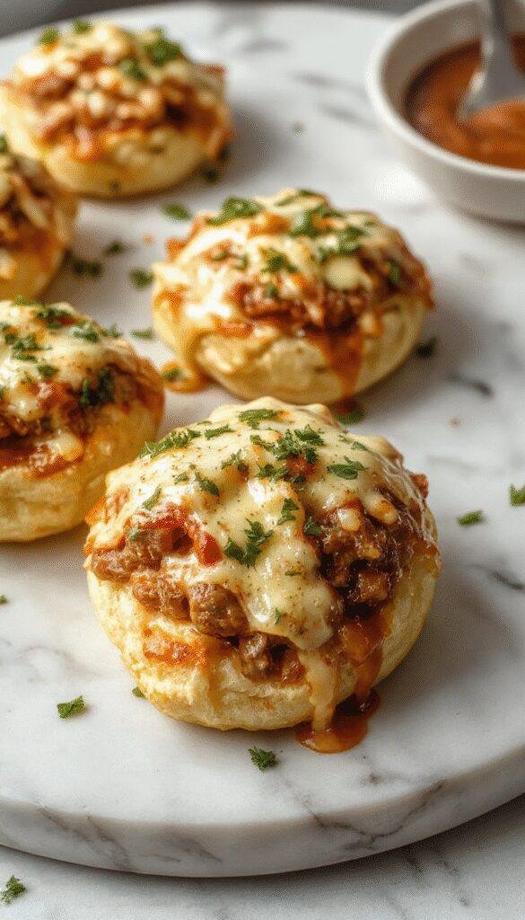 Colorful platter featuring golden-brown keto Philly cheesesteak rolls wrapped in lettuce with melted cheese and sautéed peppers visible, garnished with fresh herbs, styled on a rustic wooden table with a drizzle of sauce.