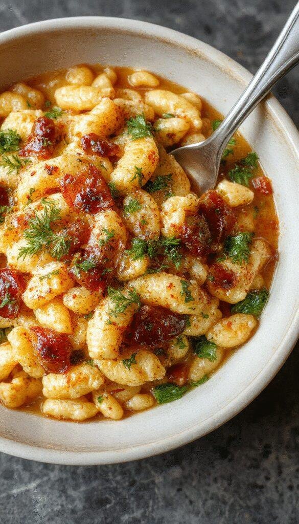 A colorful plate of The Ultimate Orzo Dinner featuring perfectly cooked orzo pasta garnished with fresh herbs, cherry tomatoes, and grated cheese.