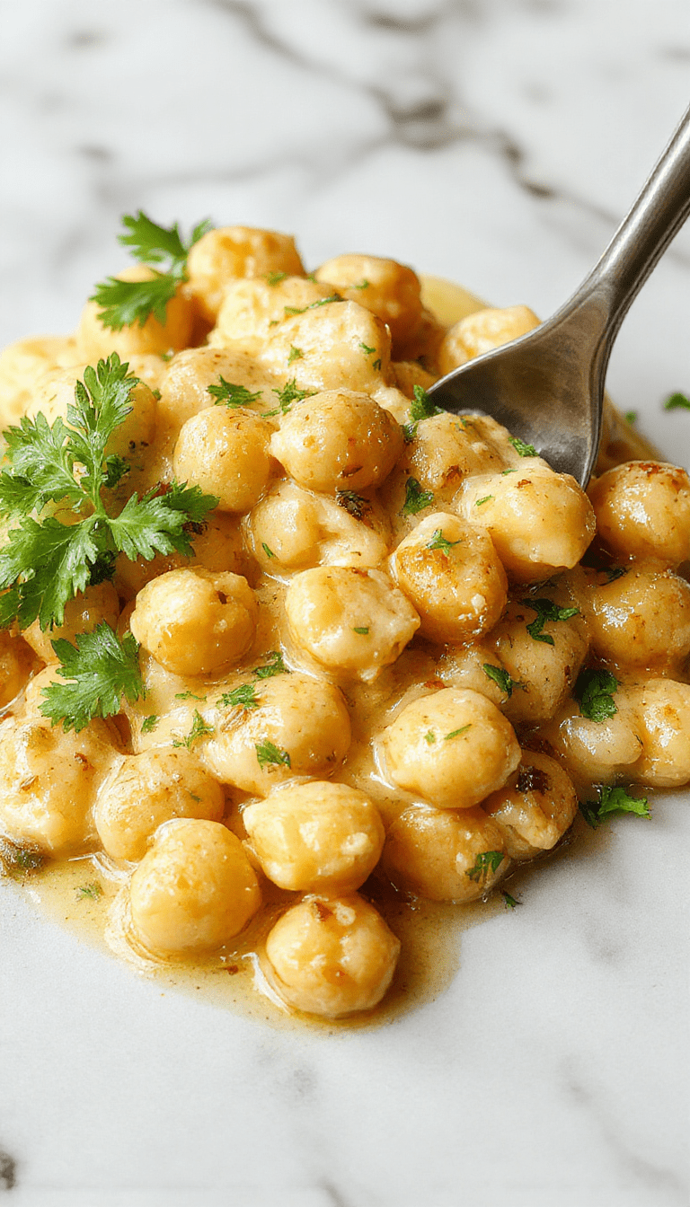Vibrant bowl of creamy butter chickpeas garnished with fresh coriander, served on a rustic wooden table with a drizzle of creamy sauce, colorful spices, and a side of naan bread, capturing a warm and inviting Indian culinary presentation with rich textures and bright colors.