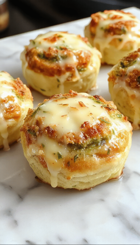 A close-up shot of golden-brown cheesy garlic rolls arranged on a rustic wooden platter, topped with melted cheese, sizzling garlic butter, and fresh parsley, with a crispy crust visible and soft interior peeking through.