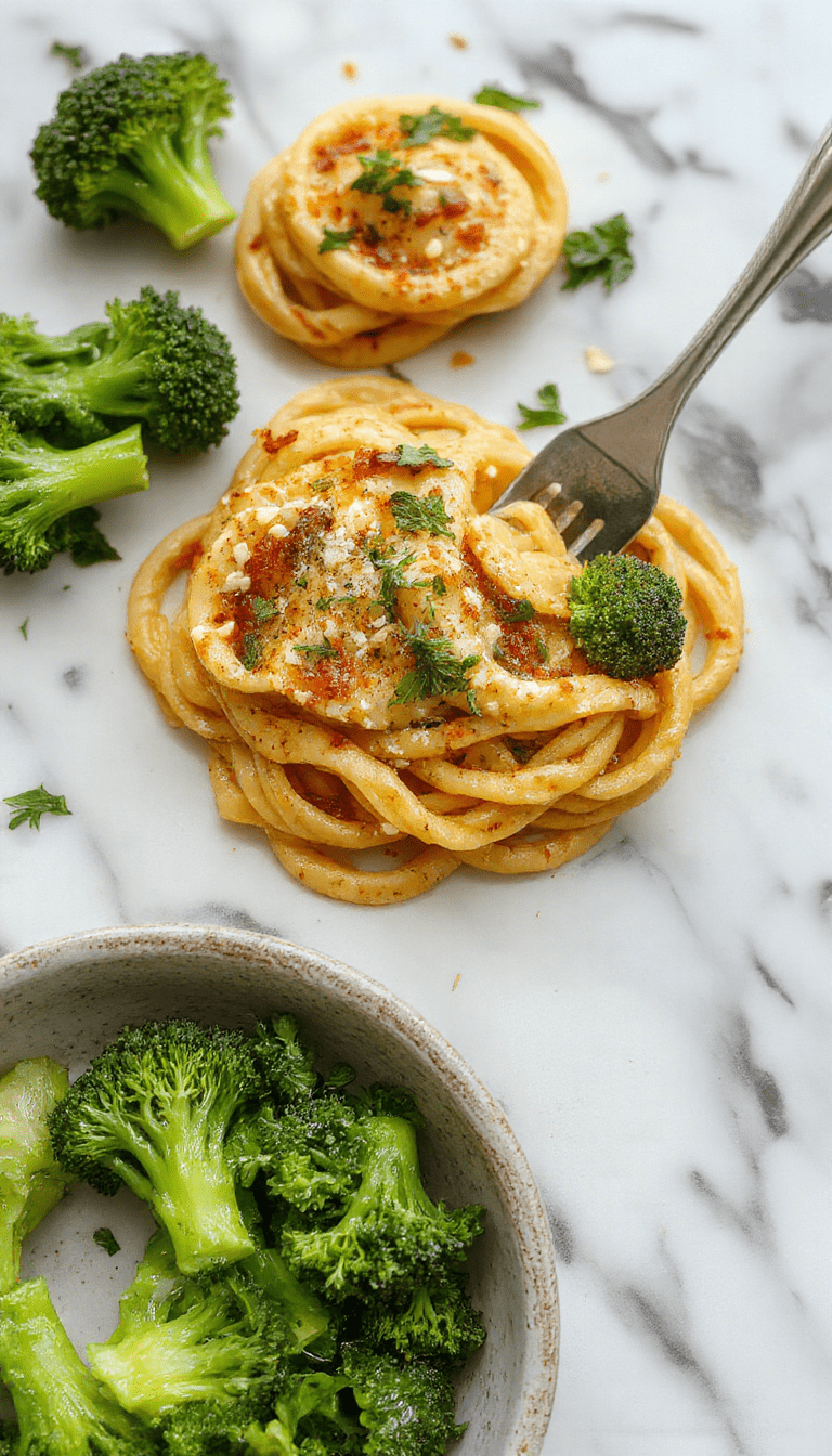 A vibrant plate of healthy broccoli pasta showcasing bright green broccoli florets mixed with al dente spaghetti, topped with grated cheese and a drizzle of olive oil, accented with fresh herbs on a rustic wooden table