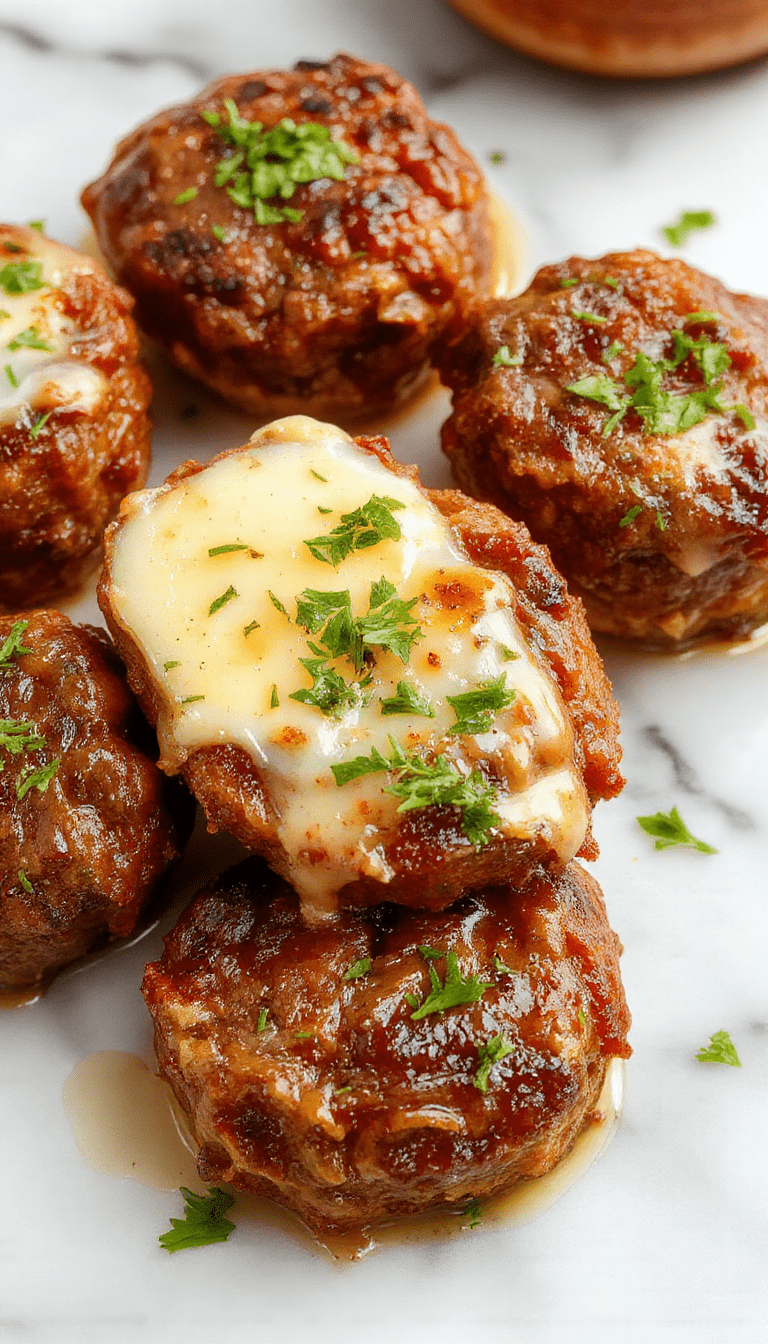 Close-up of succulent beef bites coated in golden garlic butter sauce, served on a rustic plate garnished with fresh herbs, showcasing a glossy, tender texture with visible garlic pieces and a rich, savory appearance.