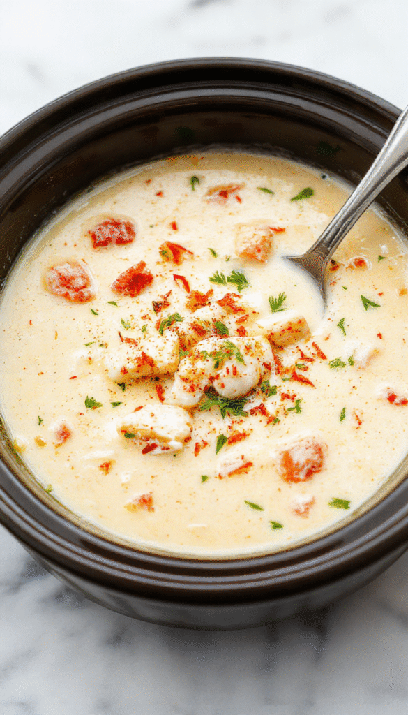 A hearty bowl of creamy chicken parmesan soup with melted cheese, tender shredded chicken, and basil garnished with fresh parsley on a rustic wooden table, showcasing a vibrant golden and white creamy texture, with a side of toasted bread slices and a sprinkle of parmesan cheese