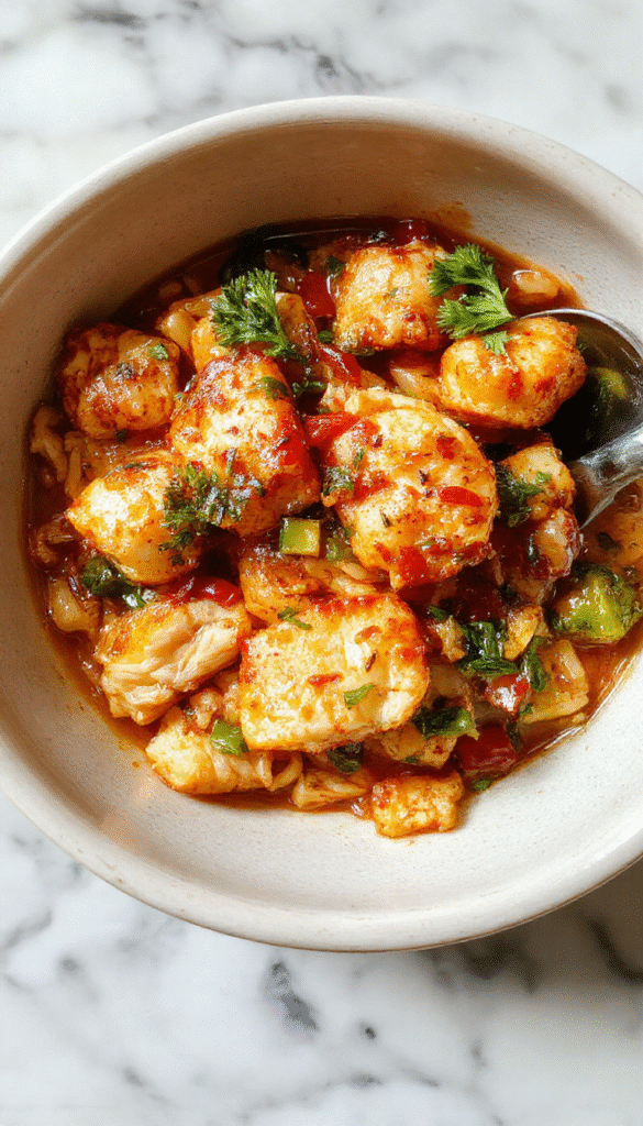 A vibrant plate of chicken ramen stir fry featuring tender sliced chicken, colorful julienned vegetables like bell peppers and carrots, and glossy ramen noodles topped with chopped green onions. The dish is beautifully plated on a rustic wooden surface with a sprinkle of sesame seeds, showcasing textures from crunchy veggies to tender chicken and springy noodles, styled with fresh herbs for an inviting look.