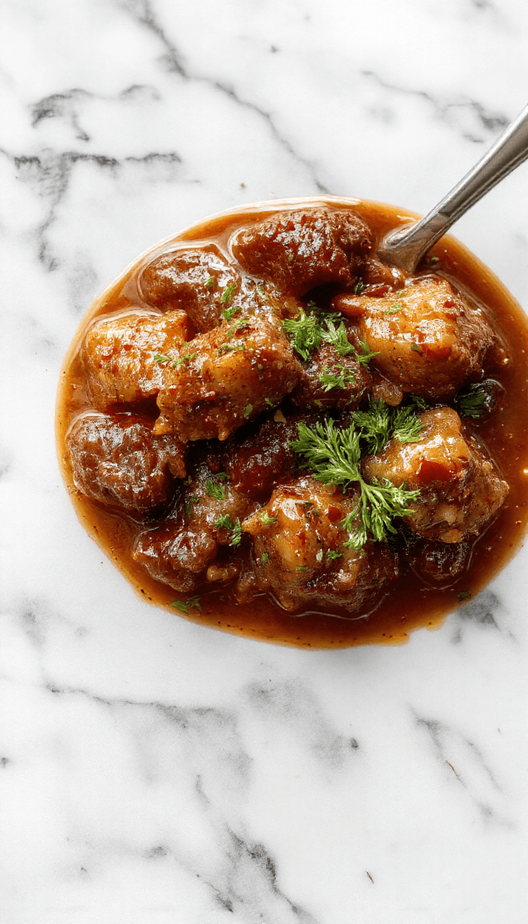 A rustic bowl of cowboy stew featuring chunks of tender beef, colorful vegetables like corn and potatoes, simmered in a hearty, rich gravy. The dish is garnished with fresh herbs and served on a wooden table, exuding warmth and rustic appeal. The stew's textures are visible with chunky vegetables and juicy beef pieces, inviting comfort and hearty satisfaction.