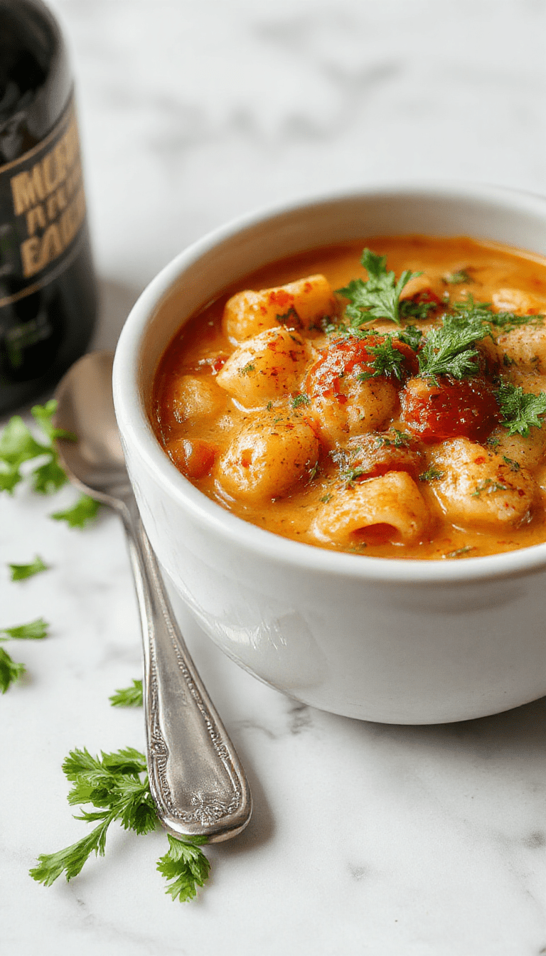 A vibrant bowl of Pasta Fagioli Soup featuring a hearty mixture of beans, small pasta, and diced vegetables in a rich, savory broth, garnished with fresh parsley and a sprinkle of grated Parmesan, set on a rustic wooden table with a spoon resting beside the bowl, showcasing warm earthy tones and inviting textures.