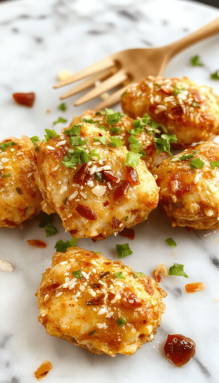 A vibrant plate of sesame chicken garnished with toasted sesame seeds and scallions, showcasing crispy golden-brown chicken pieces glazed with a glossy sesame sauce, styled elegantly on a white plate with a side of steamed vegetables and chopsticks.