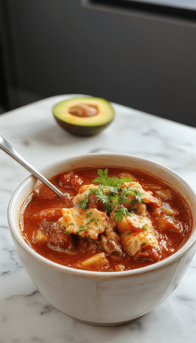 A vibrant bowl of Mexican birria stew with tender shredded beef, rich red broth, garnished with fresh cilantro, lime wedges, and warm corn tortillas on a rustic wooden table
